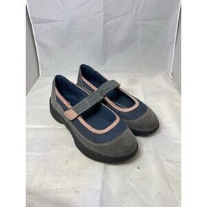 Rockport Seaview gray Suede pink Mesh Mary Jane Flats Loafers Shoe Size 9 EUC!!